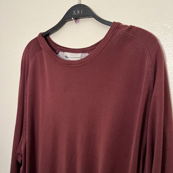 Wilke Rodriguez Contrast Stitch Silk Long Sleeve Crewneck Shirt, Brown- XXL Tall - Picture 5 of 11